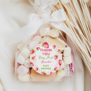 Thank You Berry Much Strawberry Pink Baby Shower Classic Round Sticker