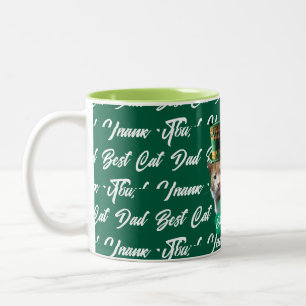 Thank You Best Cat Dad Cute Cat Leprechaun Hat, Two-Tone Coffee Mug