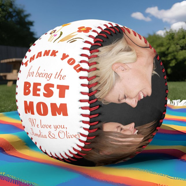 Thank you Best Mom Flower Mother`s Day Photo Softball (Creator Uploaded)
