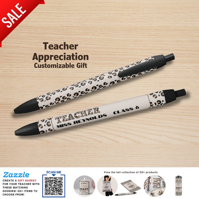 Thank You Best Teacher Custom Quotes Leopard Print Black Ink Pen (Creator Uploaded)