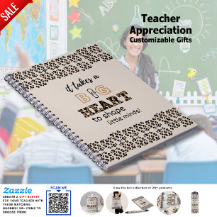 Thank You Best Teacher Custom Quotes Leopard Print Notebook