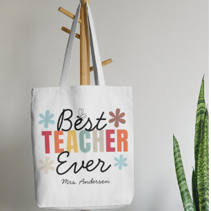 Thank You Best Teacher Ever Gift Flowers Tote Bag