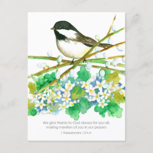 Thank You Bible Scripture Thessalonians Chickadee  Postcard