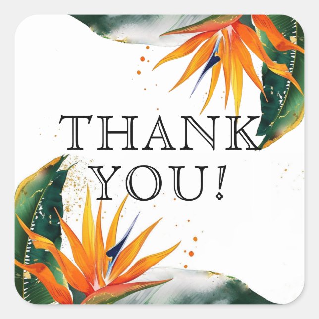 Thank You Birds of Paradise Bliss Square Sticker (Front)