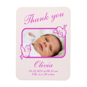 Thank you Birth Announcement photo card Magnet