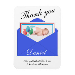 Thank you Birth Announcement photo card Magnet