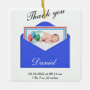 Thank you Birth Announcement photo Ceramic Ornament