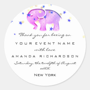 Thank You Birthday Baby Shower White Elephant Star Classic Round Sticker