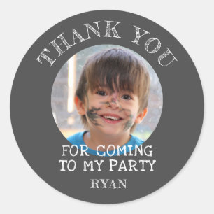 Thank you Birthday Boy Photo Classic Round Sticker
