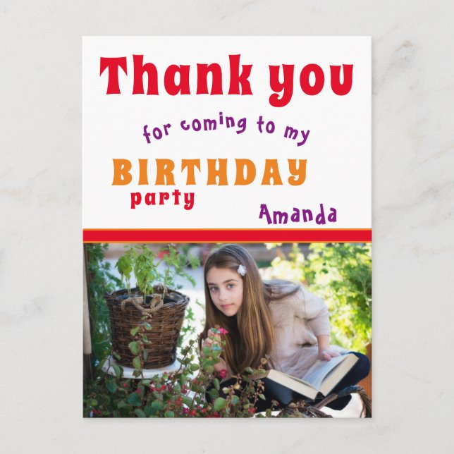 Thank you Birthday Card with Photo (Front)