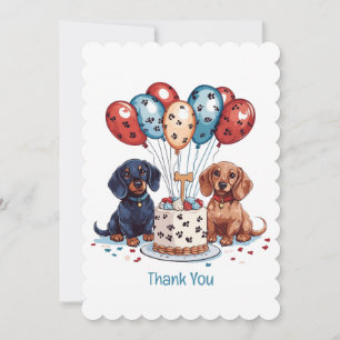 Thank You Birthday Dachshund Dogs Card