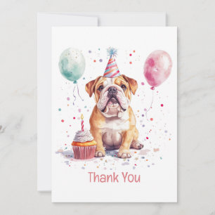 Thank You Birthday English Bulldog Card