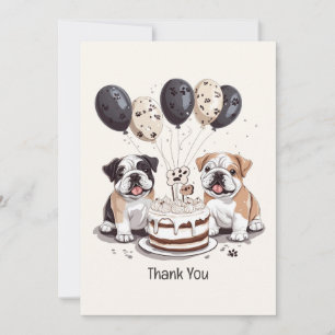Thank You Birthday English Bulldogs Card