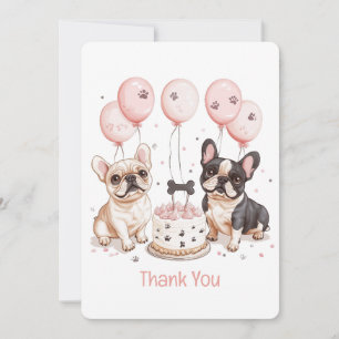 Thank You Birthday French Bulldogs Birthday Cake Card