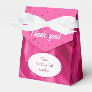 "Thank You" Birthday Fuchsia Textured Fabric Look Favour Box