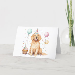 Thank You Birthday Golden Retriever Dog Card