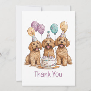 Thank You Birthday Goldendoodle Dogs Birthday Cake Card