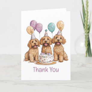 Thank You Birthday Goldendoodle Dogs Birthday Cake Card
