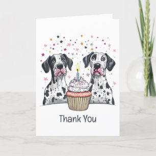 Thank You Birthday Great Dane Dogs Cupcake Card