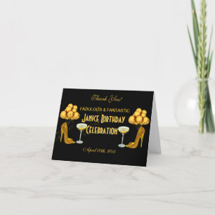 Thank You Birthday Party Celebration Black Gold Card