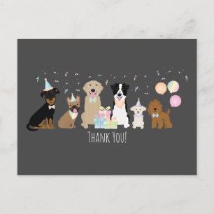 Thank You Birthday Party Dogs Postcard