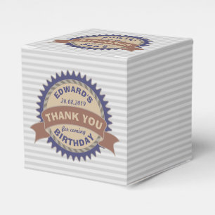 Thank You Birthday Party Favour Badge Monogram Log Box
