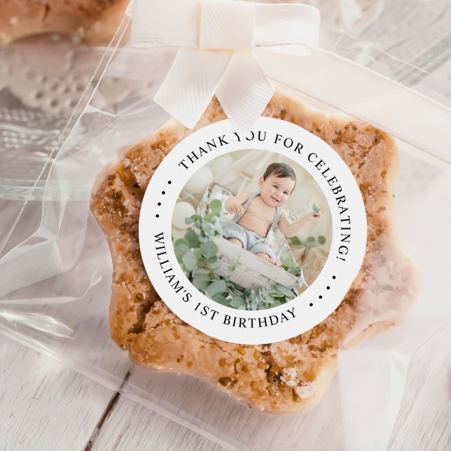 Thank you Birthday Photo Classic Round Sticker (Creator Uploaded)