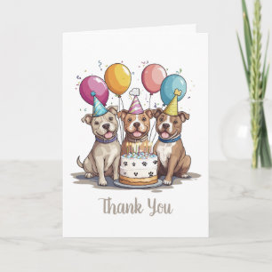 Thank You Birthday Pit Bull Dogs Card
