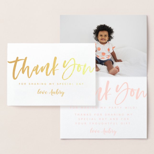 Thank you birthday real foil photo card (Display)