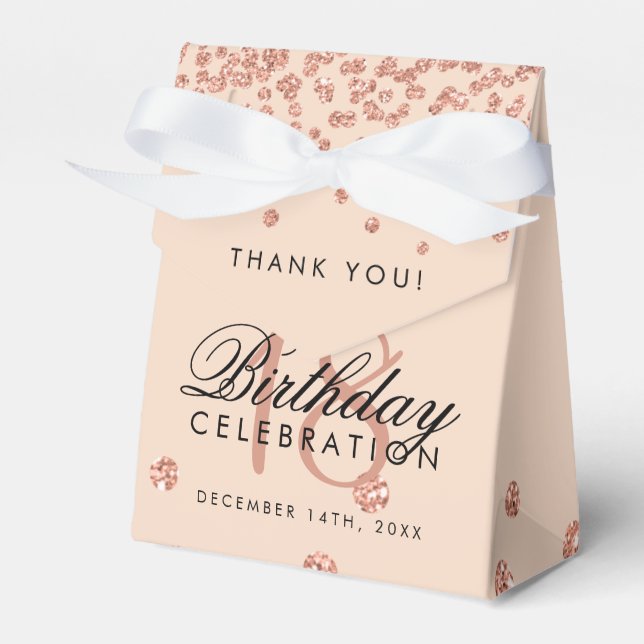 Thank You Birthday Rose Gold Glitter Confetti Favour Box (Front Side)