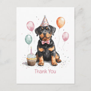 Thank You Birthday Rottweiler Dog Postcard