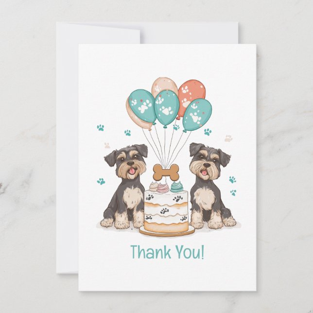 Thank You Birthday Schnauzer Dogs Card (Front)
