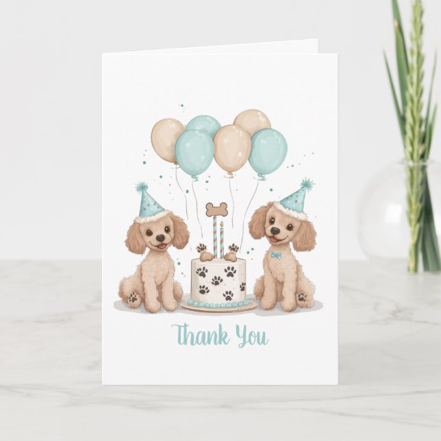 Thank You Birthday Standard Poodle Dogs (Front)