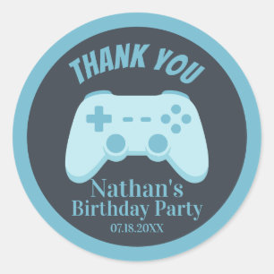 Thank You Birthday Video Game Gaming Controller Classic Round Sticker