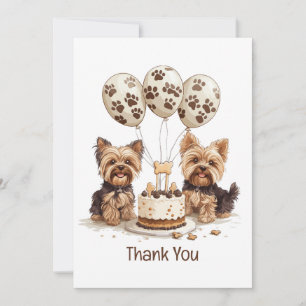 Thank You Birthday Yorkie Dog Card