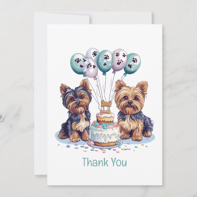 Thank You Birthday Yorkie Dog Card (Front)