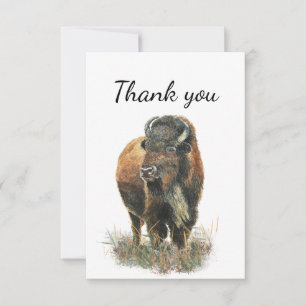 Thank You Bison Buffalo Wildlife Animal Nature Art Card