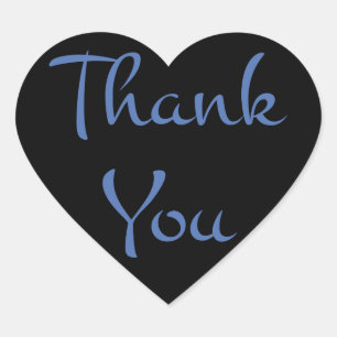 Thank You Black And Blue Heart Wedding Sticker