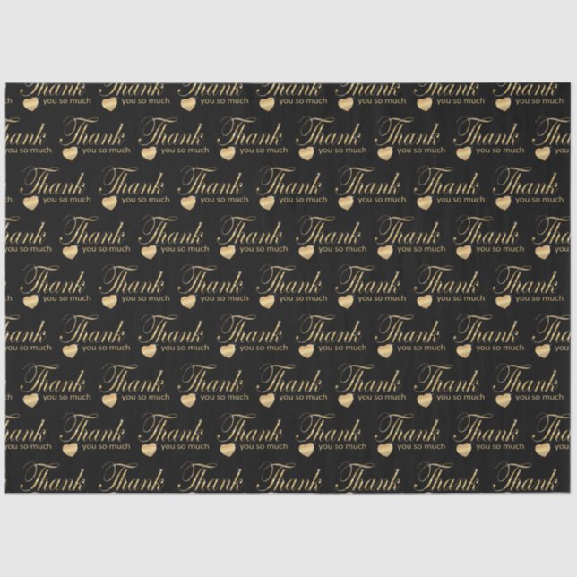 Thank You - Black and Gold Script  Tissue Paper (Front)
