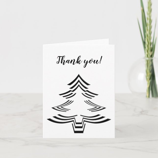 Thank You Black and White Christmas Tree Pattern (Front)