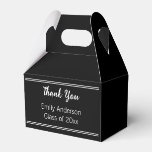 Thank You Black and White Grad's Name Graduation Favour Box