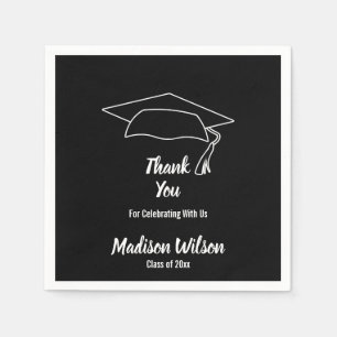 Thank You Black and White Graduation Graduate Name Napkin