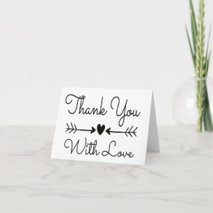 Thank You Black And White Heart & Love Arrows Card