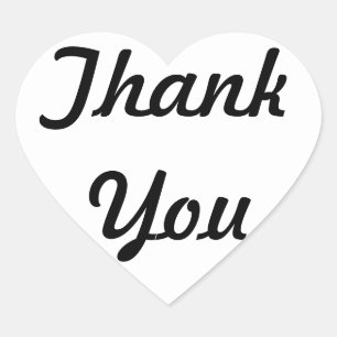 Thank You Black and White Heart Sticker