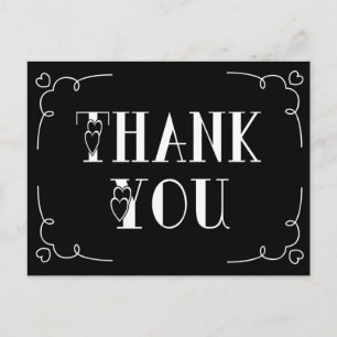 Thank You Black And White Hearts Postcard