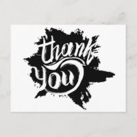Thank You Black And White Paint Splatter Wedding