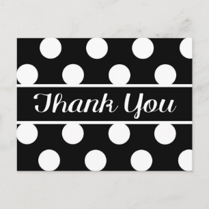 Thank You Black And White Polka Dots Wedding Party Postcard