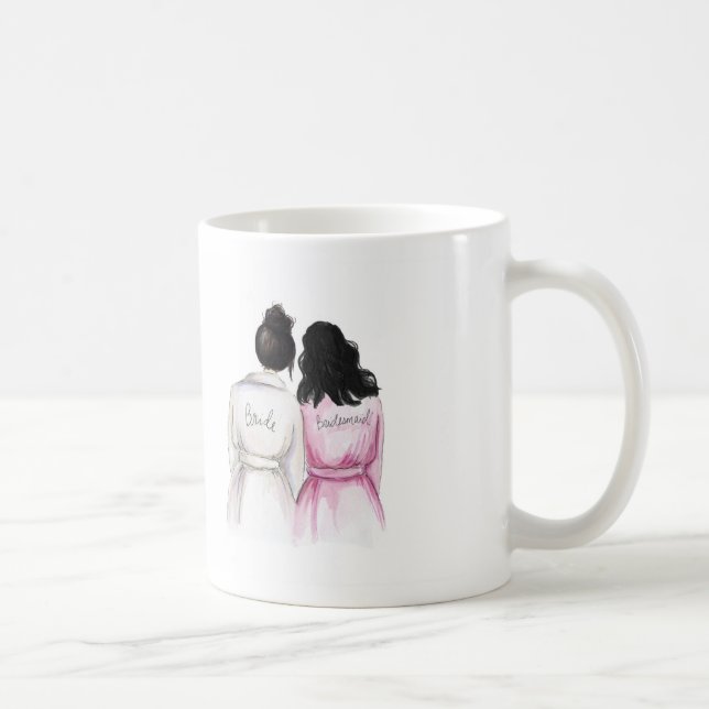 THANK YOU Black Bun Bride Black Waves Bridesmaid Coffee Mug (Right)