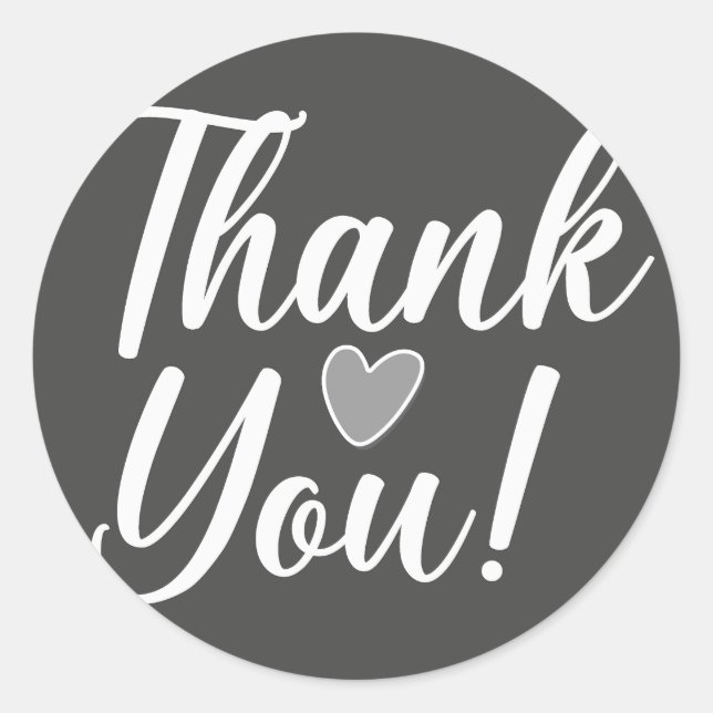Thank You Black Classic Round Sticker (Front)