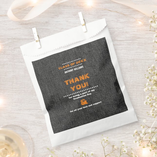 Thank You. Black Denim Pattern Graduation Favour Bag (Clipped)